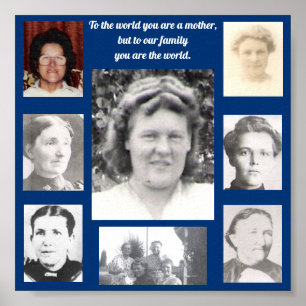 Fotos zitieren Collage Blue Frame Poster