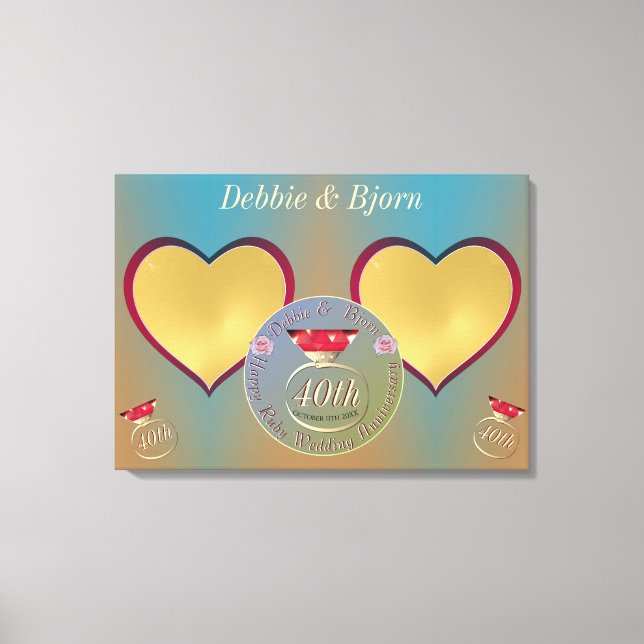 Fotos zum 40. Hochzeitstag Leinwanddruck (Vorderseite)