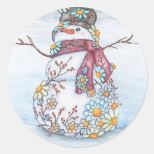 Fotoschneemann Runder Aufkleber