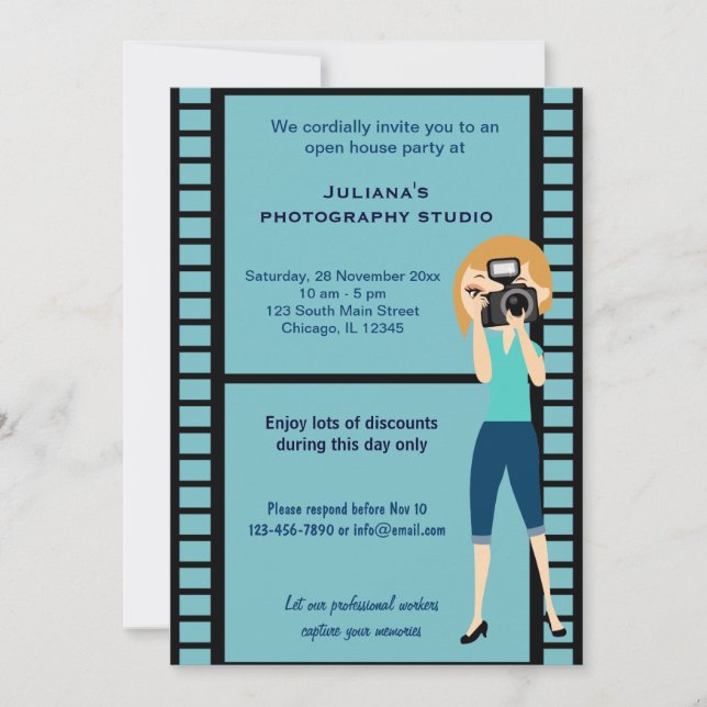 Fotostudio-Feier Einladung (Vorderseite)