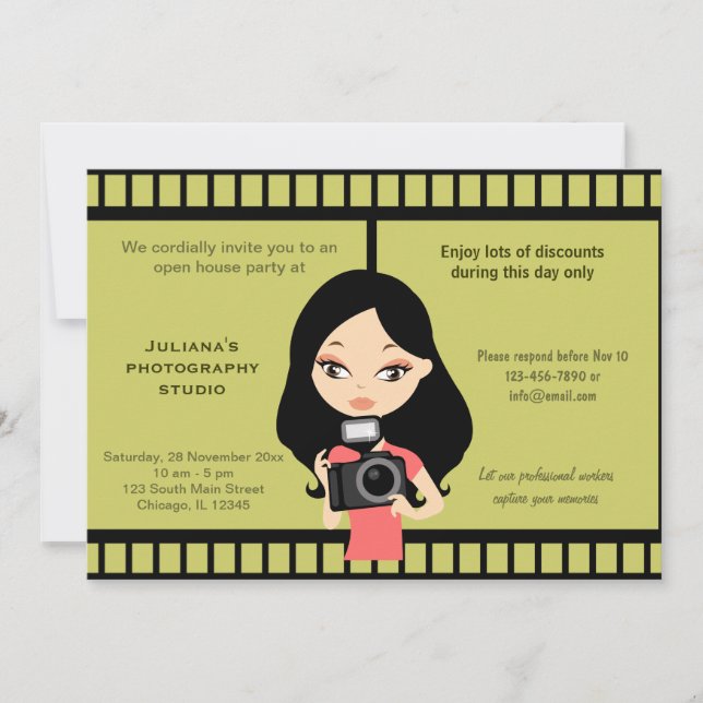Fotostudio-Feier Einladung (Vorderseite)