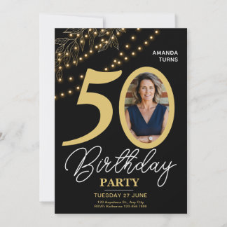 Fototypografie Botanisch Elegant 50. Geburtstag Einladung