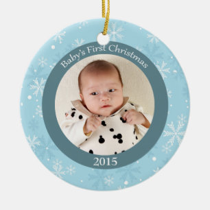 Fotoverzierung des Schneeflockebabys erste Keramik Ornament