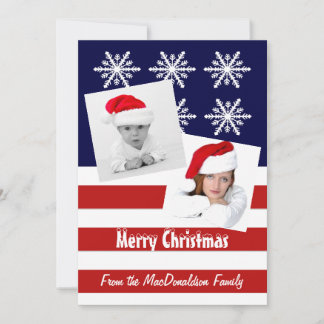 Fotovorlage der amerikanischen Flagge Weihnachtsfe Feiertagskarte