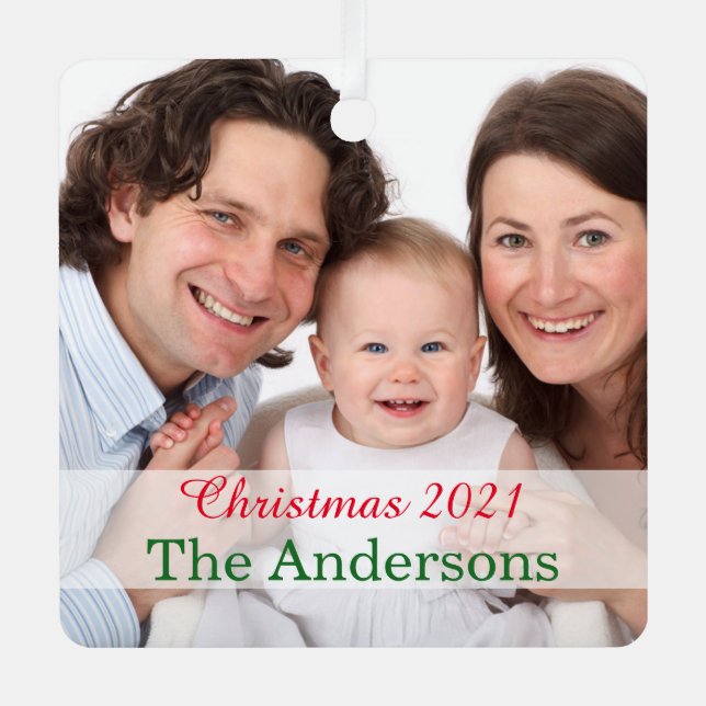 Fotovorlage für die Urlaubfamilie nach Maß Ornament Aus Metall (Vorderseite)