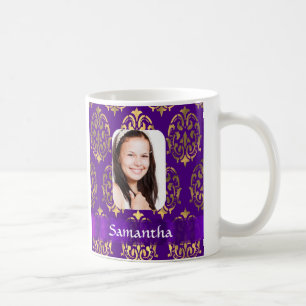 Fotovorlage für lila und goldene Damast Tasse