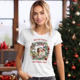 Fotovorlage für Weihnachtskranz-Rahmen T-Shirt