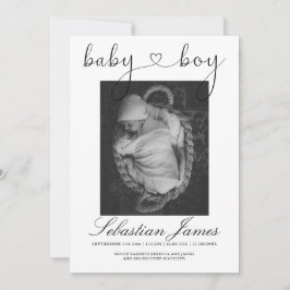 Fotovorlage Herz Typografie New Baby Boy Ankündigung