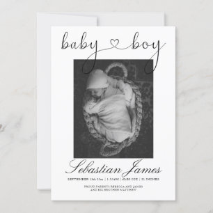 Fotovorlage Herz Typografie New Baby Boy Ankündigung