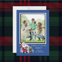 Fotovorlage Santa Funny Labrador Reindeer Blau
