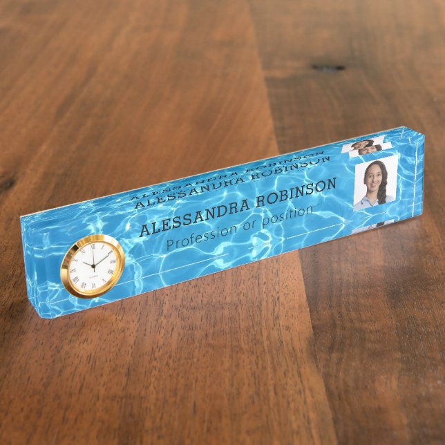 Fotovorlage Wasser Thema Schreibtisch Name Plate Namensplakette (Seite)