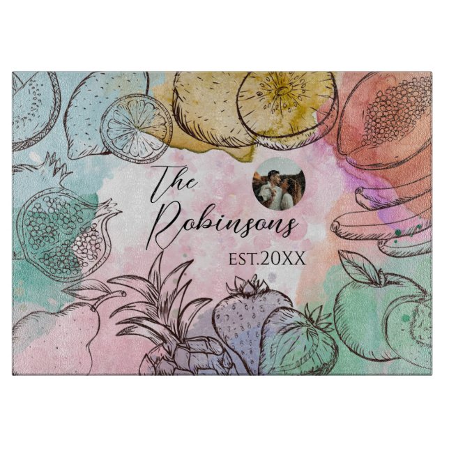 Fotovorlage Wasserfarbenfrucht Schneidebrett (Vorderseite)