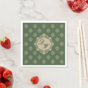 Foulard rosette geometrisches Muster, Salbei grün Serviette