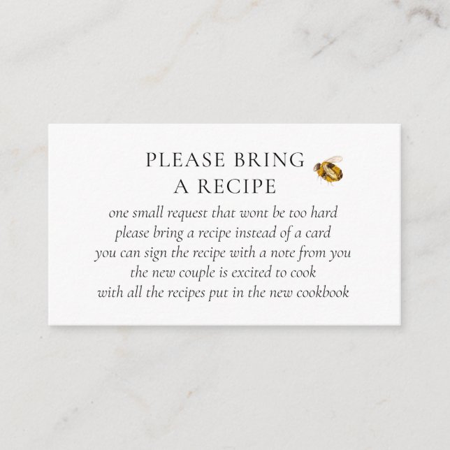 Found Her Honey Bee Bridal Shower Recipe Request Begleitkarte (Vorderseite)