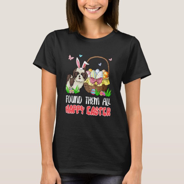 Found Them All Happy Easter Bunny Shih Tzu Hunting T-Shirt (Vorderseite)