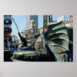 Fountain at City Hall square in Copenhagen Poster