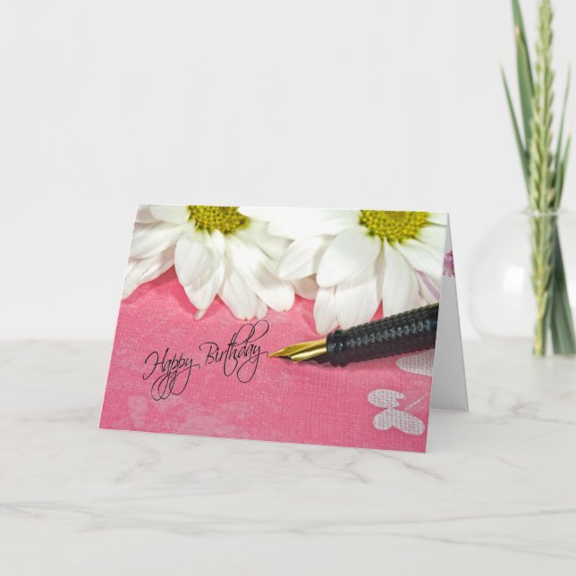 Fountain Pen Geburtstagsnachricht Karte (Vorderseite)