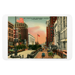 Fountain Square, Cincinnati, Ohio Vintage-Postkart Magnet
