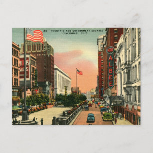 Fountain Square, Cincinnati, Ohio Vintage Postkarte