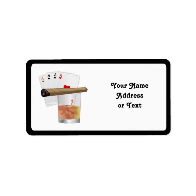 Four Aces, A Drink and Cigar Adressaufkleber (Vorne)