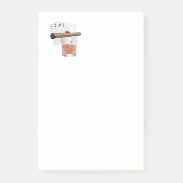 Four Aces, A Drink and Cigar Post-it Klebezettel (Vorderseite)