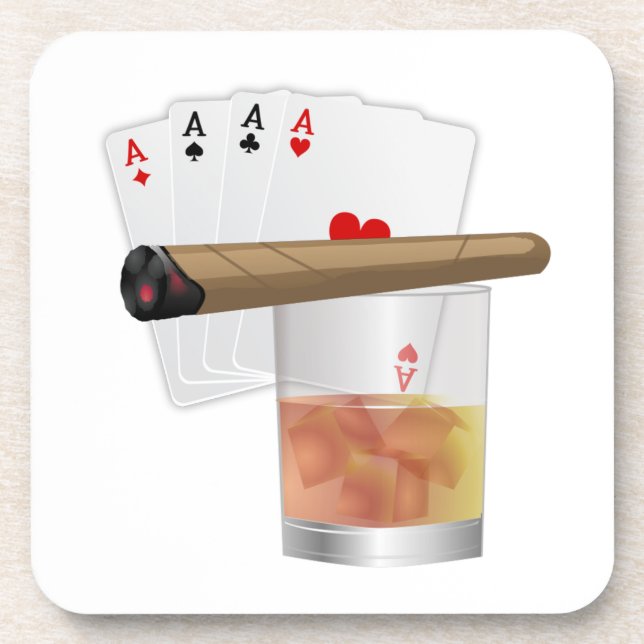 Four Aces, A Drink and Cigar Untersetzer (Vorderseite)