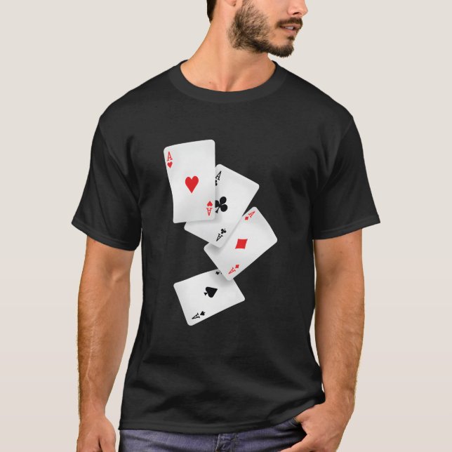 Four Aces Poker Pro Lucky Player Winner Hand T-Shirt (Vorderseite)