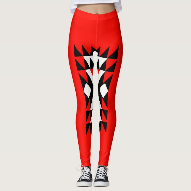 Four Birds on a Branch Illustration Leggings (Vorderseite)