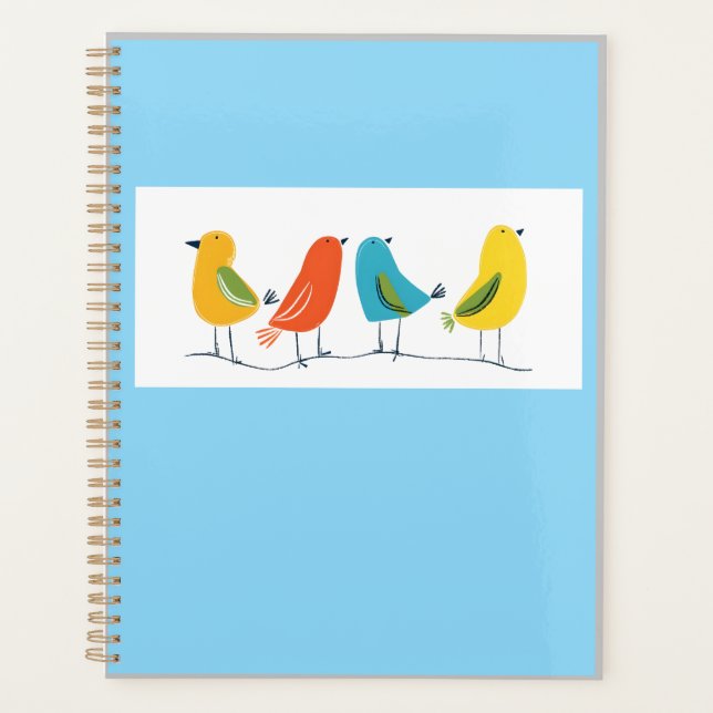 Four Birds Perched on a Twig Notebook Planer (Vorderseite)