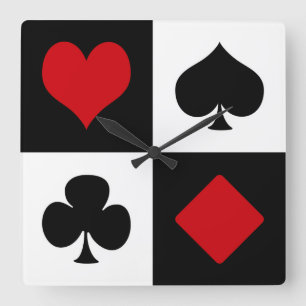 Four card suits quadratische wanduhr