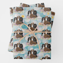 Four Cavalier King Charles Spaniels in Blume