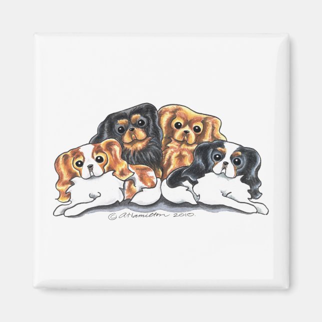 Four Cavalier King Charles Spaniels Magnet (Vorne)