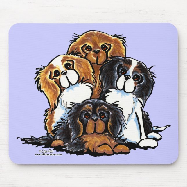 Four Cavalier King Charles Spaniels Mousepad (Vorne)