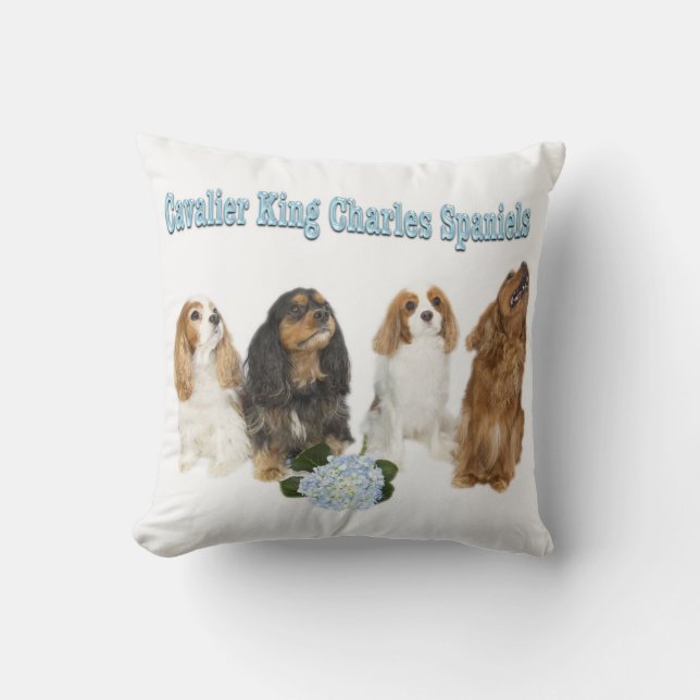 Four Cavalier King Charles Spaniels Pillow Kissen (Vorderseite)