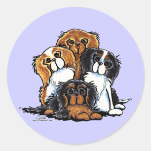 Four Cavalier King Charles Spaniels Runder Aufkleber