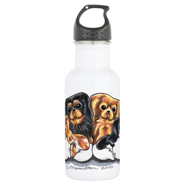Four Cavalier King Charles Spaniels Trinkflasche (Vorderseite)