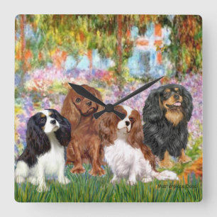 Four Cavaliers in Monet's Garden Quadratische Wanduhr