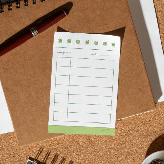 Four clover lucky weekly plans post-it klebezettel