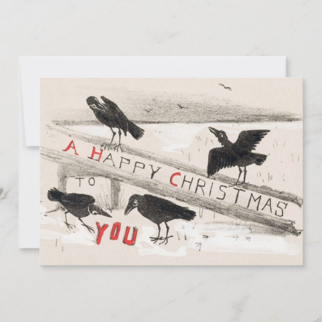 Four Crows Vintag Art Print Christmas (Vorderseite)