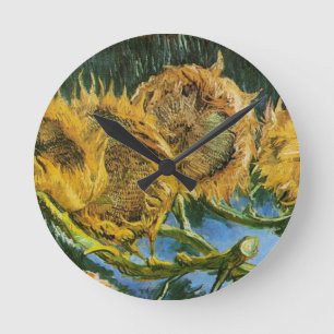 Four Cut Sunflowers, Vincent van Gogh Runde Wanduhr