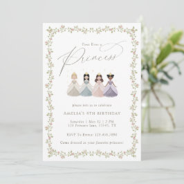 Four Ever a Princess Girls 4th Birthday Party Einladung