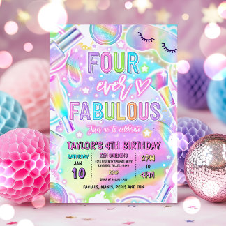 Four Ever Fabulous Rainbow Spa Makeup Geburtstag Einladung