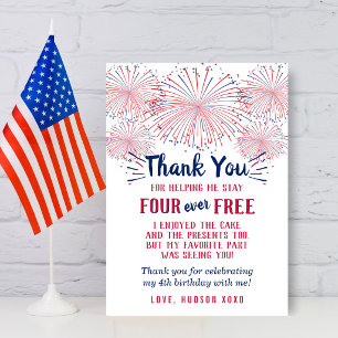 Four Ever Free! 4. Juli 4. Geburtstagsfeier Dankeskarte