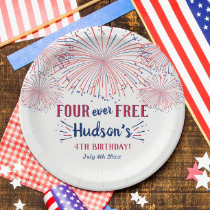 Four Ever Free! 4. Juli 4. Geburtstagsfeier Pappteller