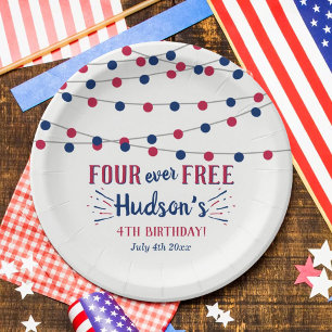 Four Ever Free! 4. Juli 4. Geburtstagsfeier Pappteller