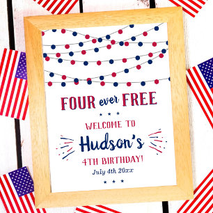 Four Ever Free! 4. Juli 4. Geburtstagsfeier Poster