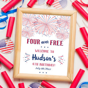 Four Ever Free! 4. Juli 4. Geburtstagsfeier Poster