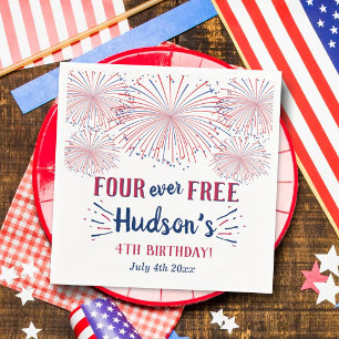Four Ever Free! 4. Juli 4. Geburtstagsfeier Serviette