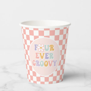 Four Ever Groovy Pinke Gänseblümchen Karos Pappbecher