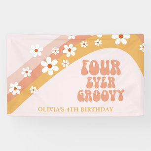 Four Ever Groovy Retro Daisy 4. Geburtstagsbanner Banner